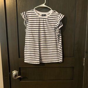 Striped top with ruffle sleeves